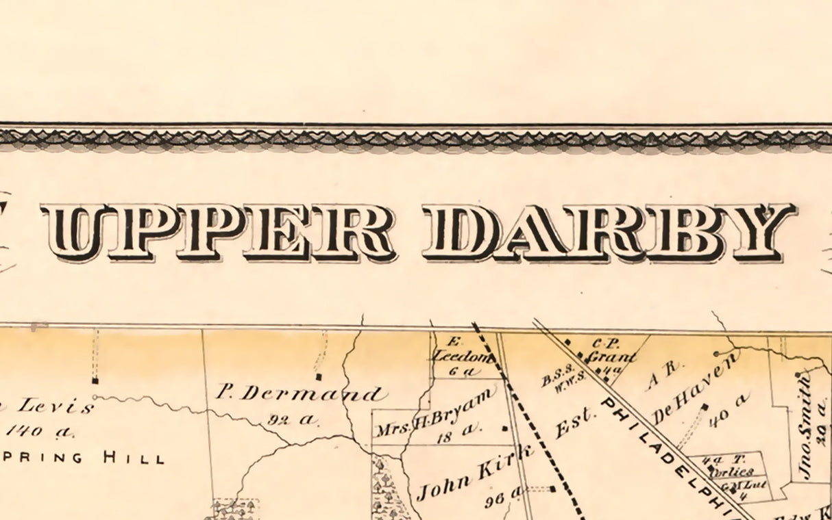 1875 Map of Upper Darby Township Delaware County Pennsylvania