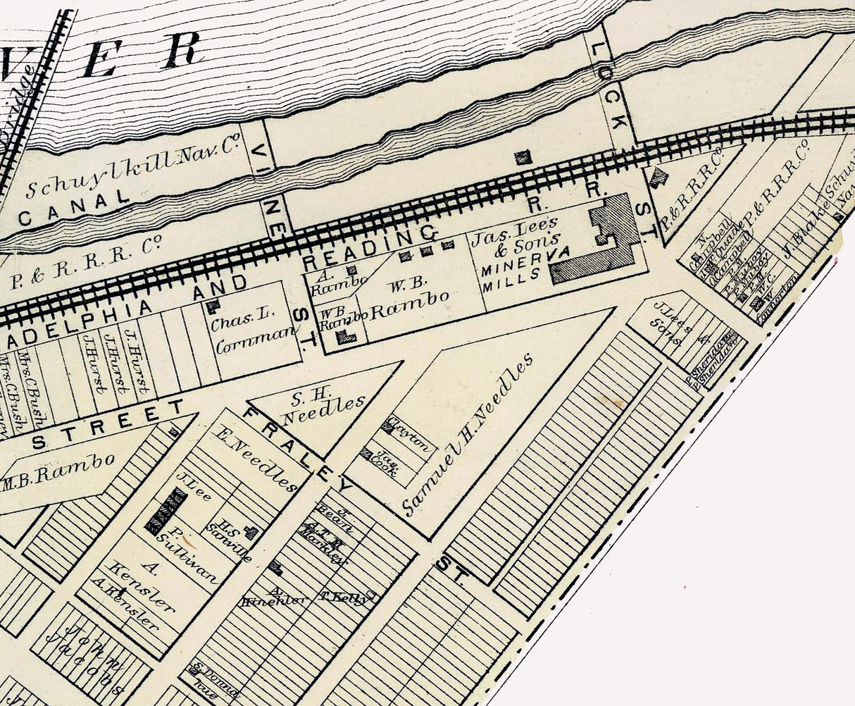 1871 Map of Bridgeport Montgomery County Pennsylvania