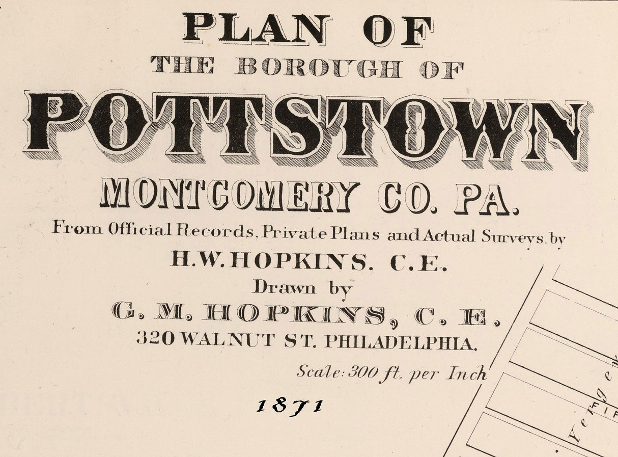 1871 Map of Pottstown Montgomery County Pennsylvania
