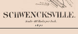 1871 Map of Schwencksville Montgomery County Pennsylvania