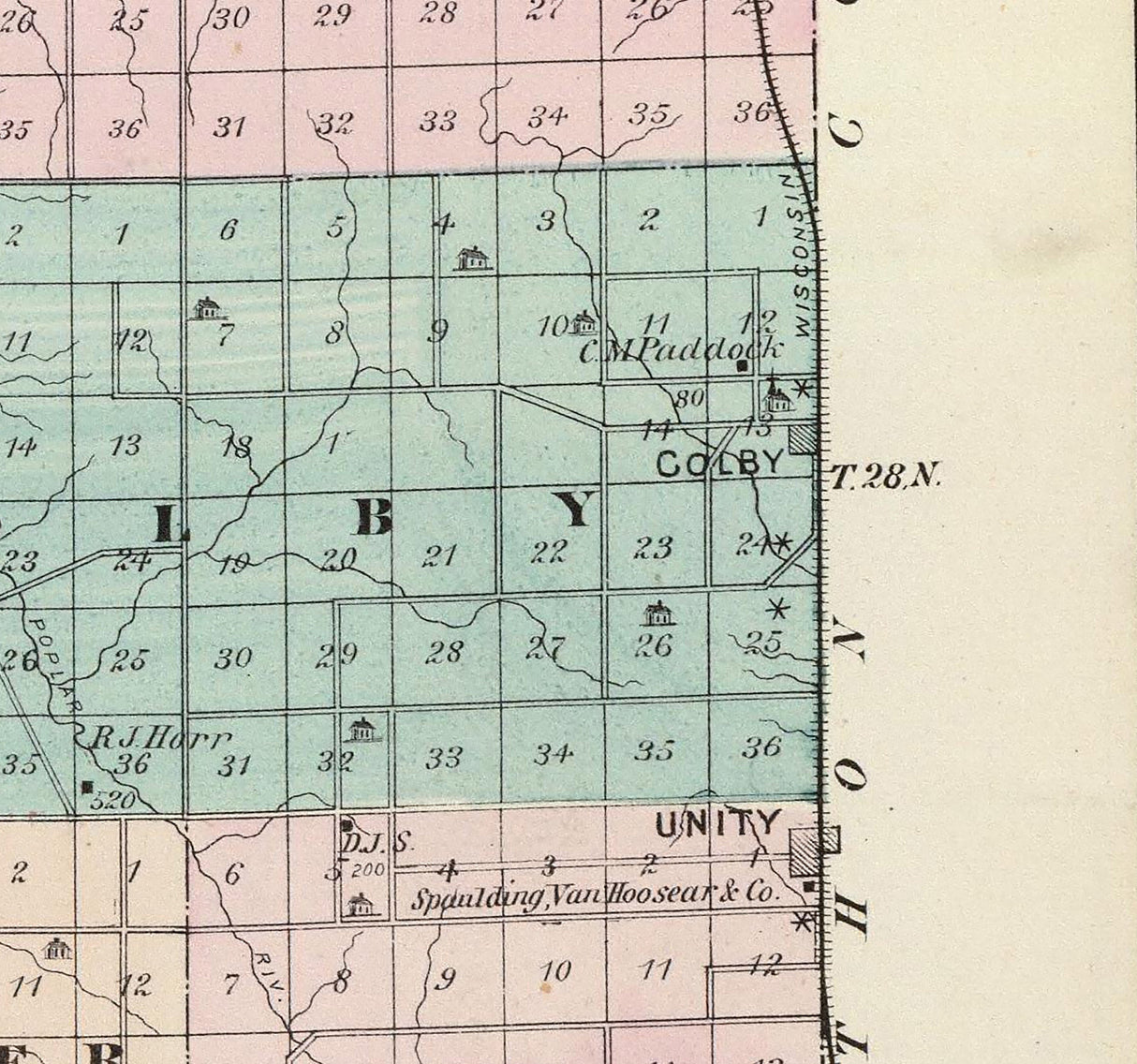 1878 Map of Clark County Wisconsin