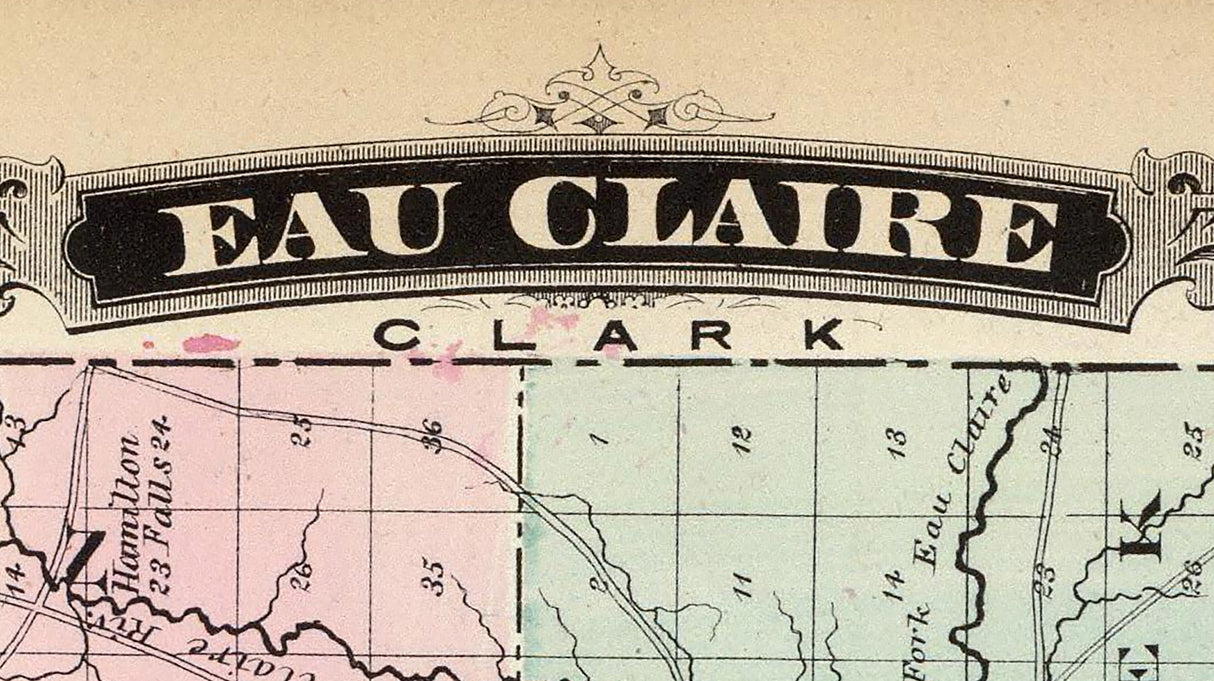 1878 Map of Eau Claire County Wisconsin