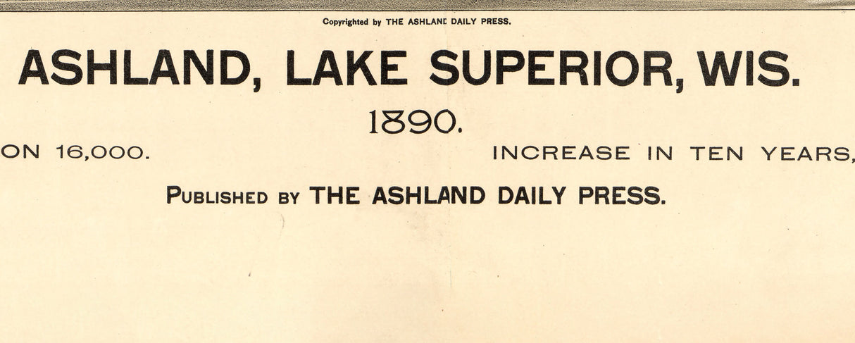 1890 Panoramic Map of Ashland Lake Superior Wisconsin