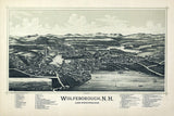 1889 Panoramic Map of Wolfeborough Lake Winnipesaukee New Hampshire