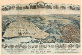 1888 Panoramic Map of Silver Lake Park St Marys Lake New York