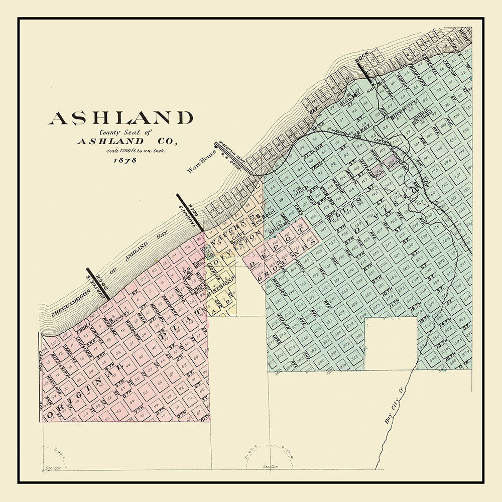 1878 Map of Ashland Wisconsin