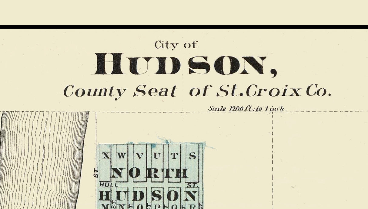 1878 Map of Hudson St Croix County Wisconsin