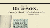 1878 Map of Hudson St Croix County Wisconsin