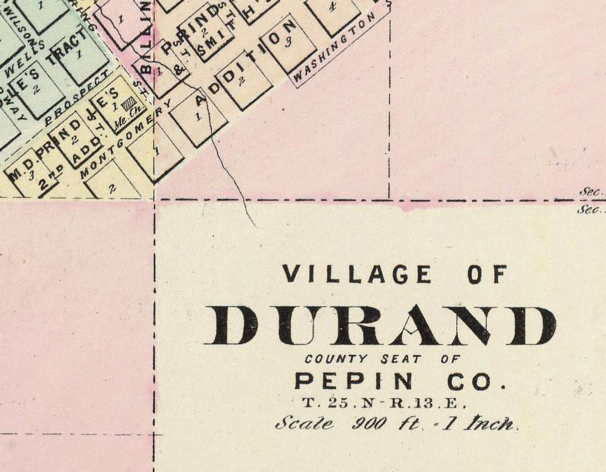 1878 Map of Pepin County Wisconsin Durand