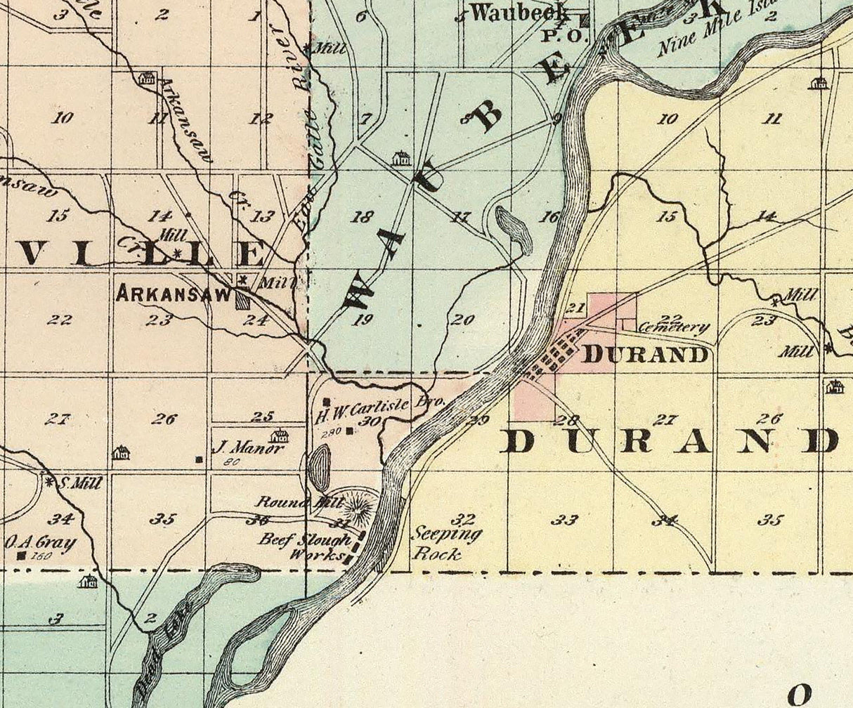1878 Map of Pepin County Wisconsin Durand