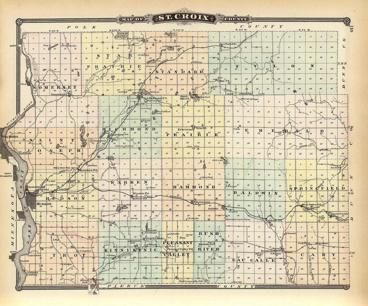 1878 Map of St Croix County Wisconsin