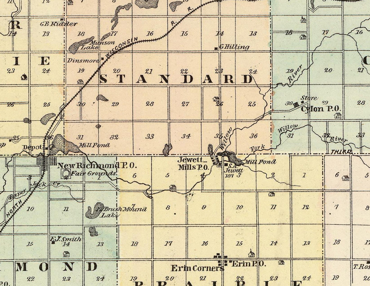 1878 Map of St Croix County Wisconsin