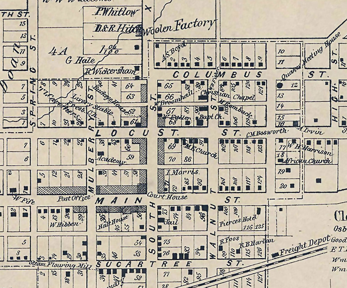 1859 Map of Wilmington Clinton County Ohio