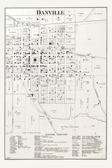 1866 Map of Danville Hendricks County Indiana