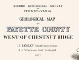 1877 Map of Fayette County Pennsylvania Coal Field