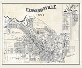1892 Map of Edwardsville Madison County Illinois