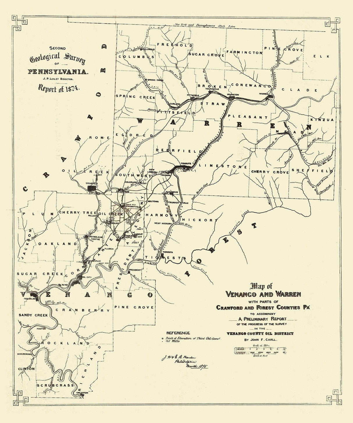 1874 Map of Venango and Warren County Oil District