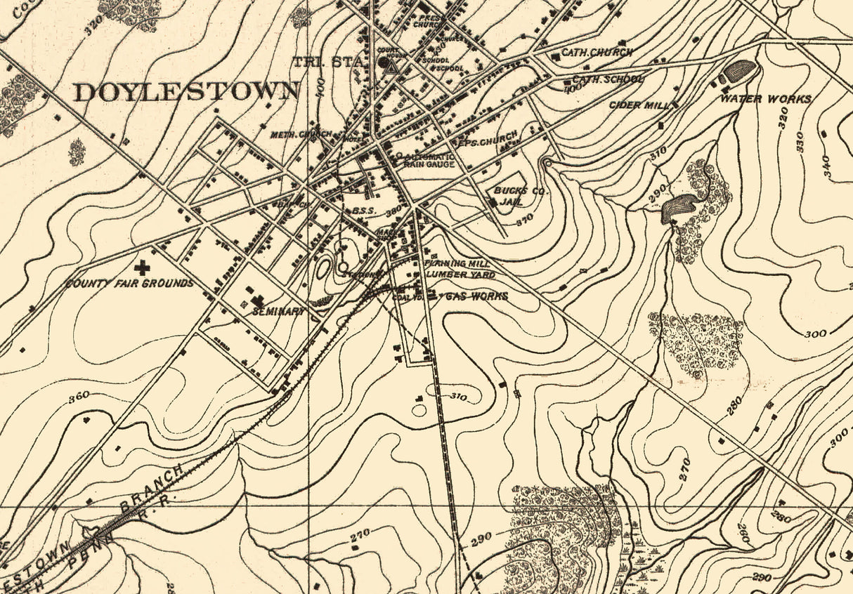 1881 Map of Doylestown Region Bucks County Pennsylvania