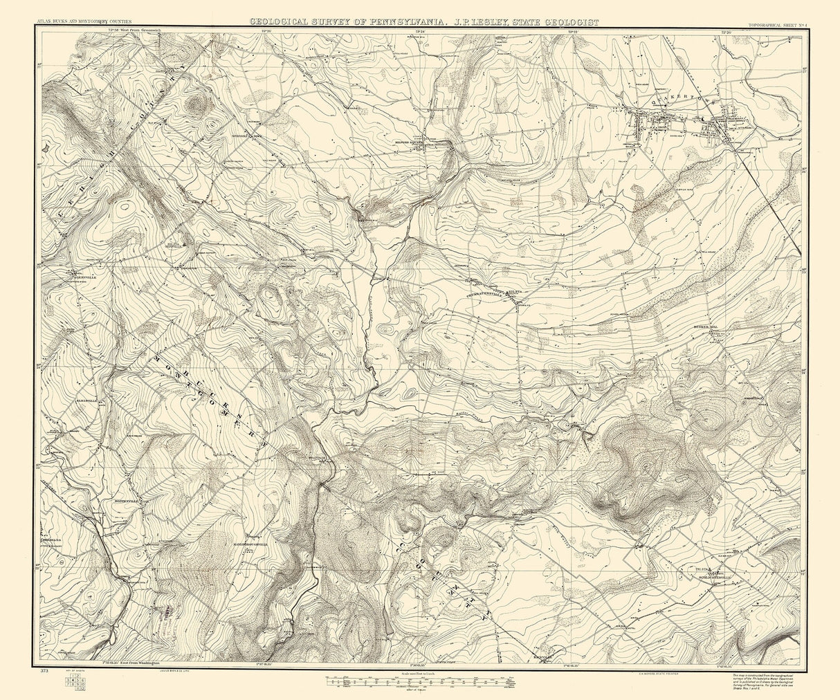 1881 Map of Quakertown Region Bucks County Pennsylvania