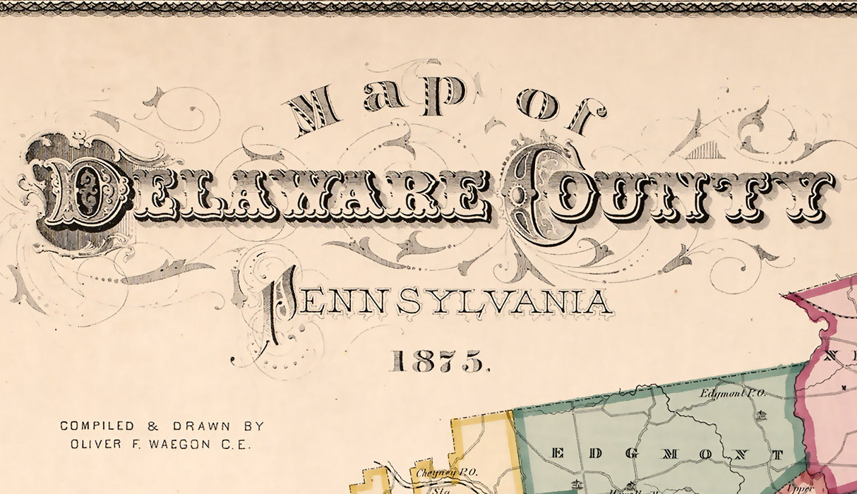 1875 Map of Delaware County Pennsylvania