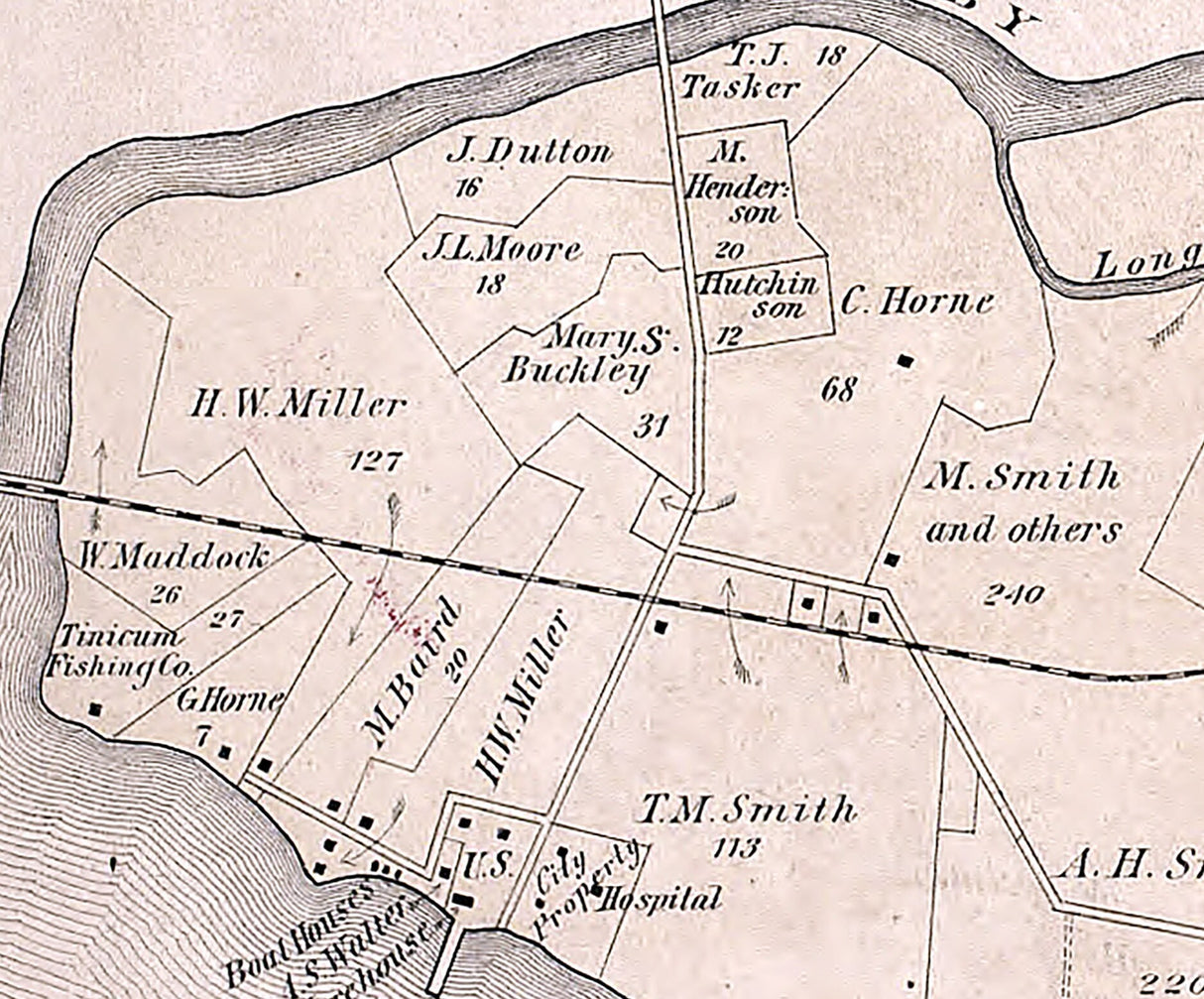 1875 Town Map of Tinicum Delaware County Pennsylvania