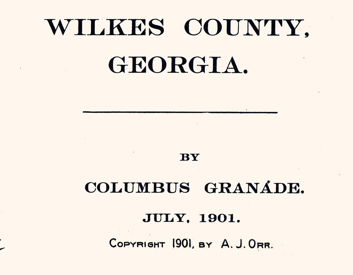 1901 Map of Wilkes County Georgia