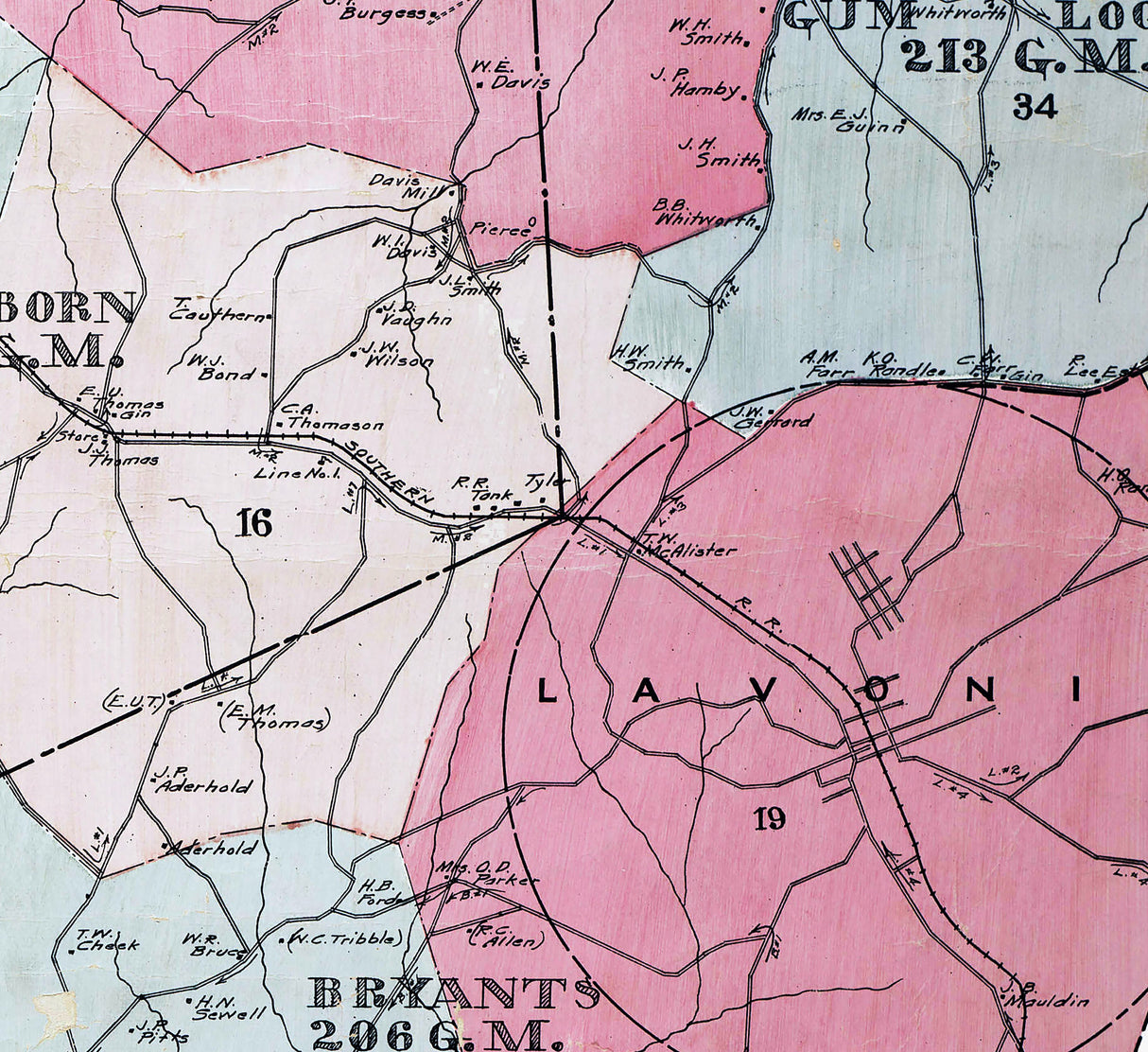 1910 Map of Franklin County Georgia