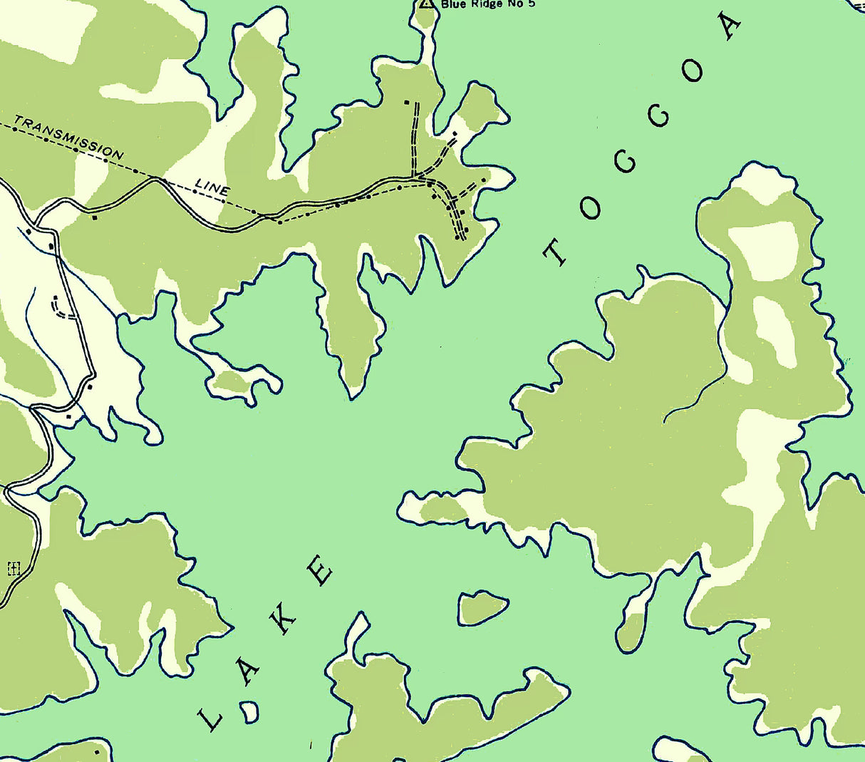 1935 Map of Blue Ridge Lake Georgia Lake Toccoa