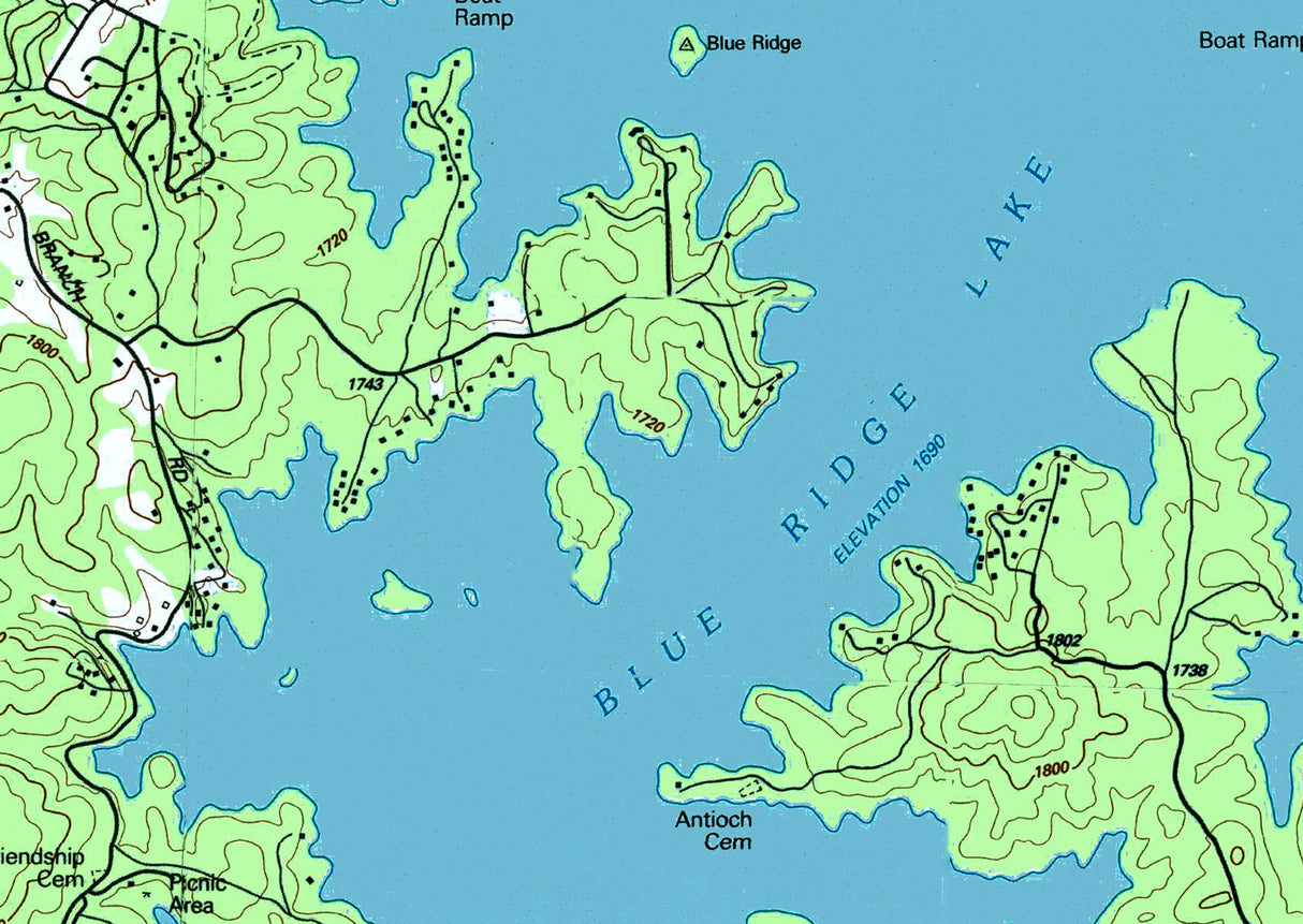 1988 Map of Blue Ridge Lake Georgia