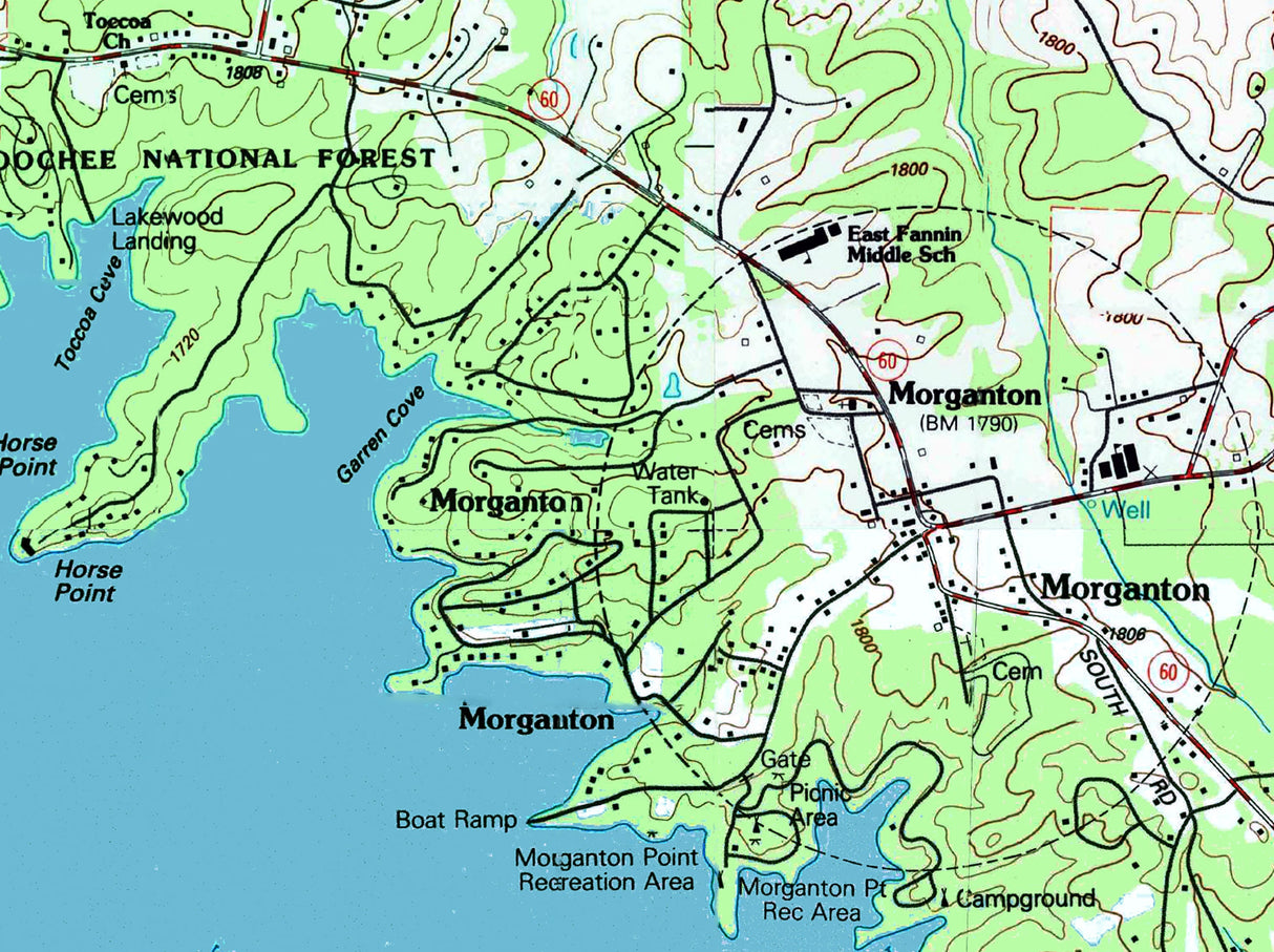 1988 Map of Blue Ridge Lake Georgia