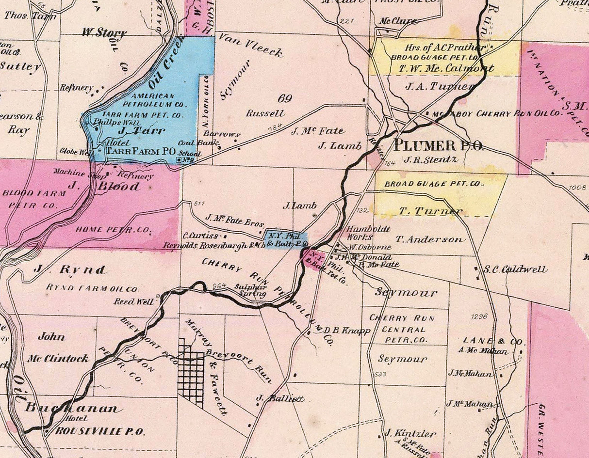 1865 Map of Cornplanter Township Venango County Pennsylvania Oil Region