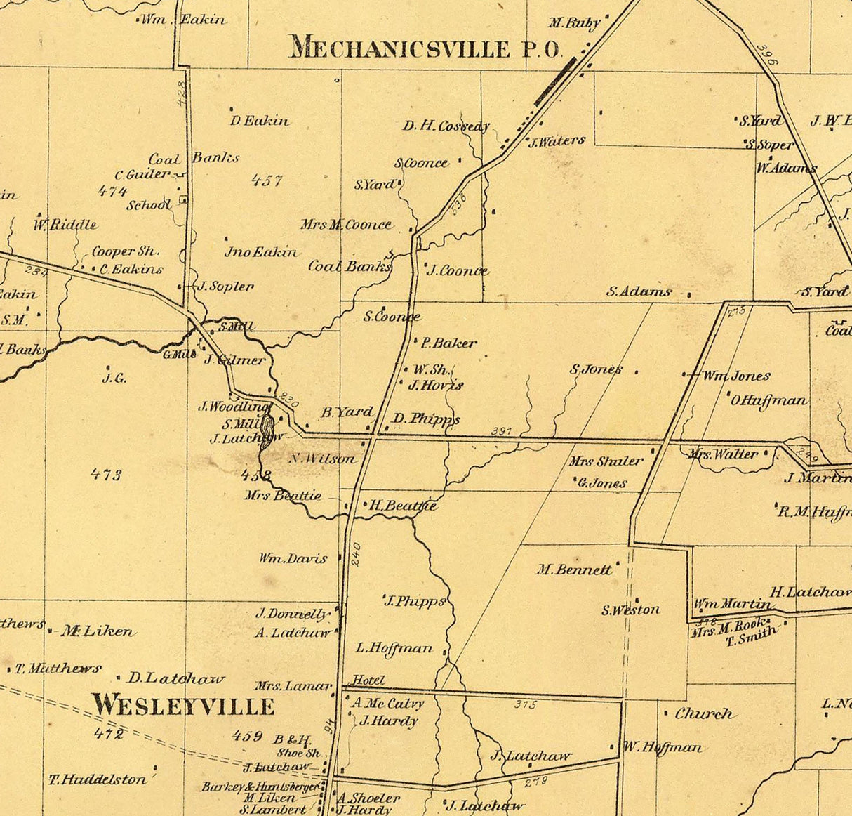 1865 Map of Irwin Township Venango County Pennsylvania Oil Region