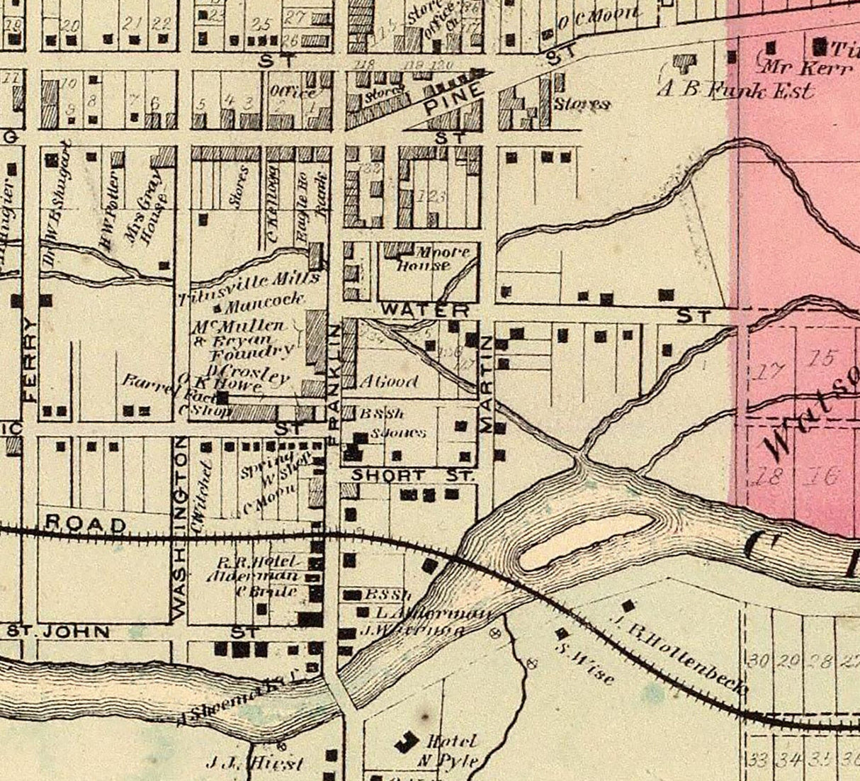 1865 Map of Titusville Venango County Pennsylvania Oil Region