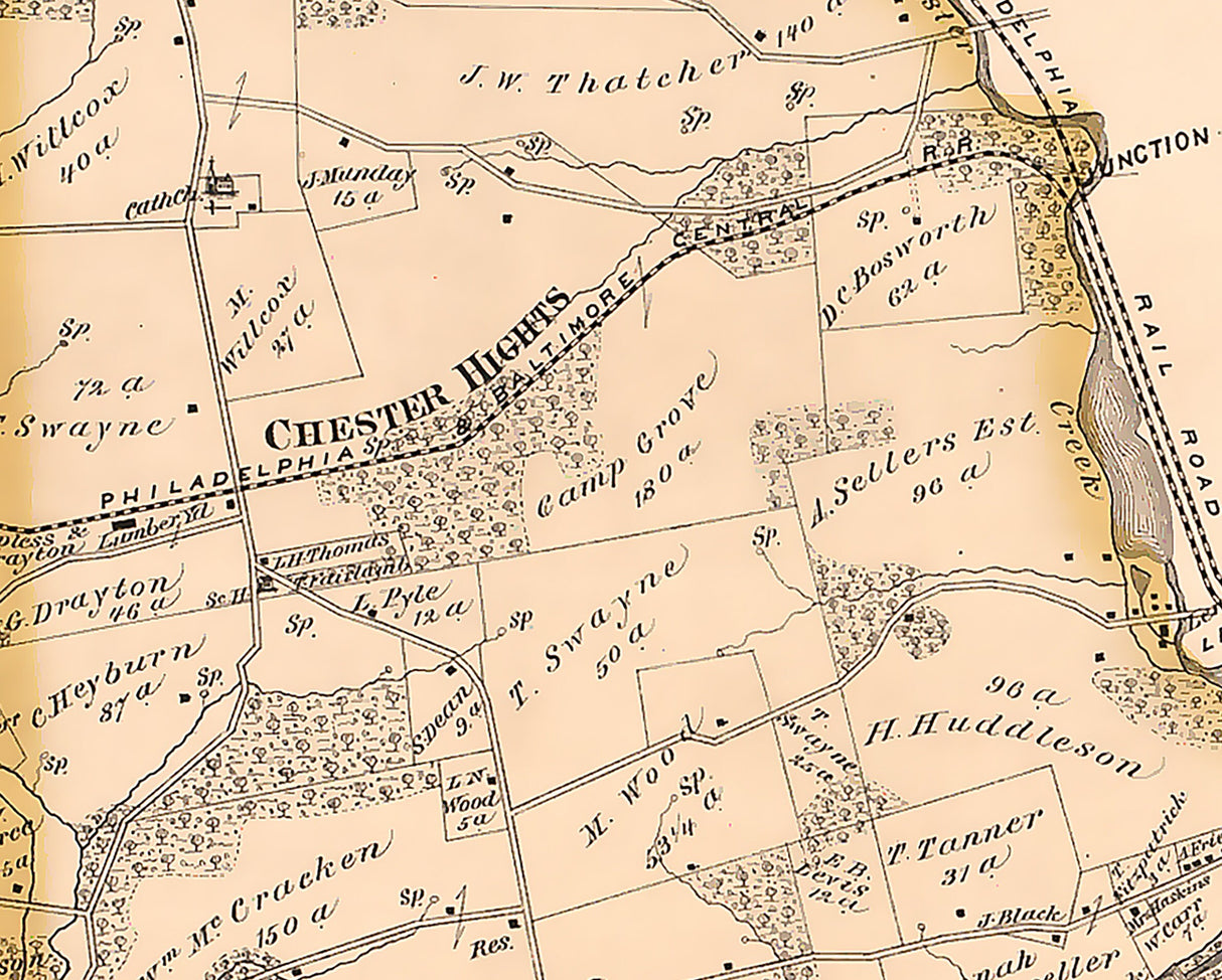 1875 Map of Aston Township Delaware County Pennsylvania