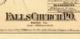 1879 Town Map of Falls Church Fairfax County Virginia