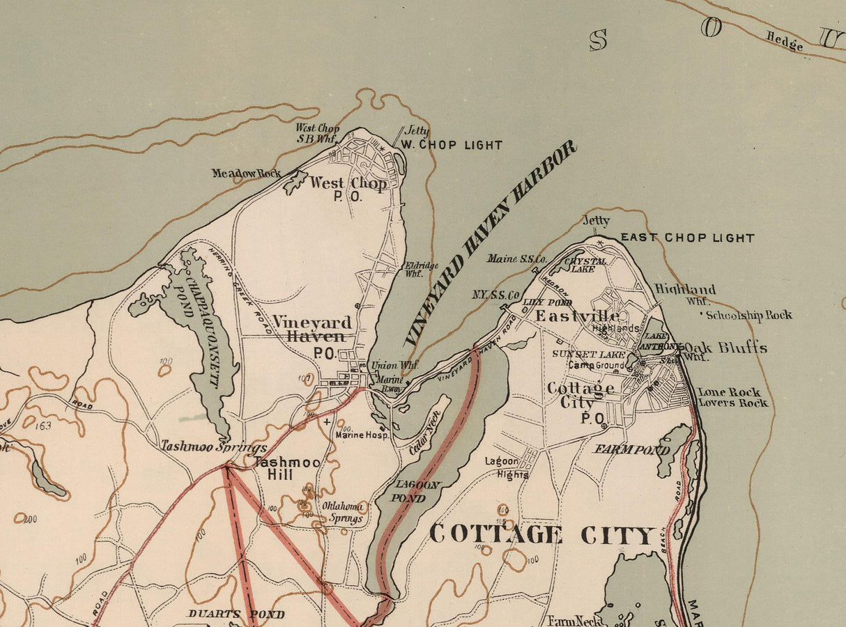 1891 Map of Marthas Vineyard Massachusetts