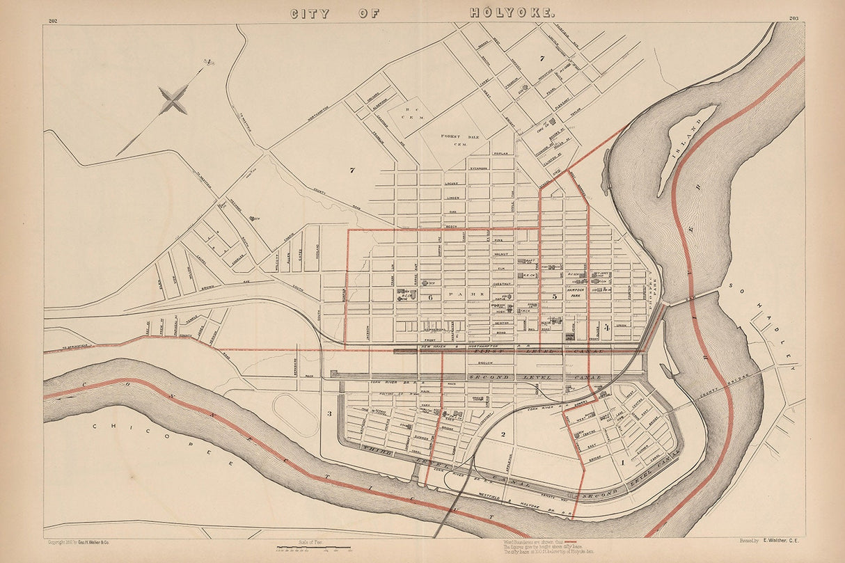 1891 Map of Holyoke Massachusetts