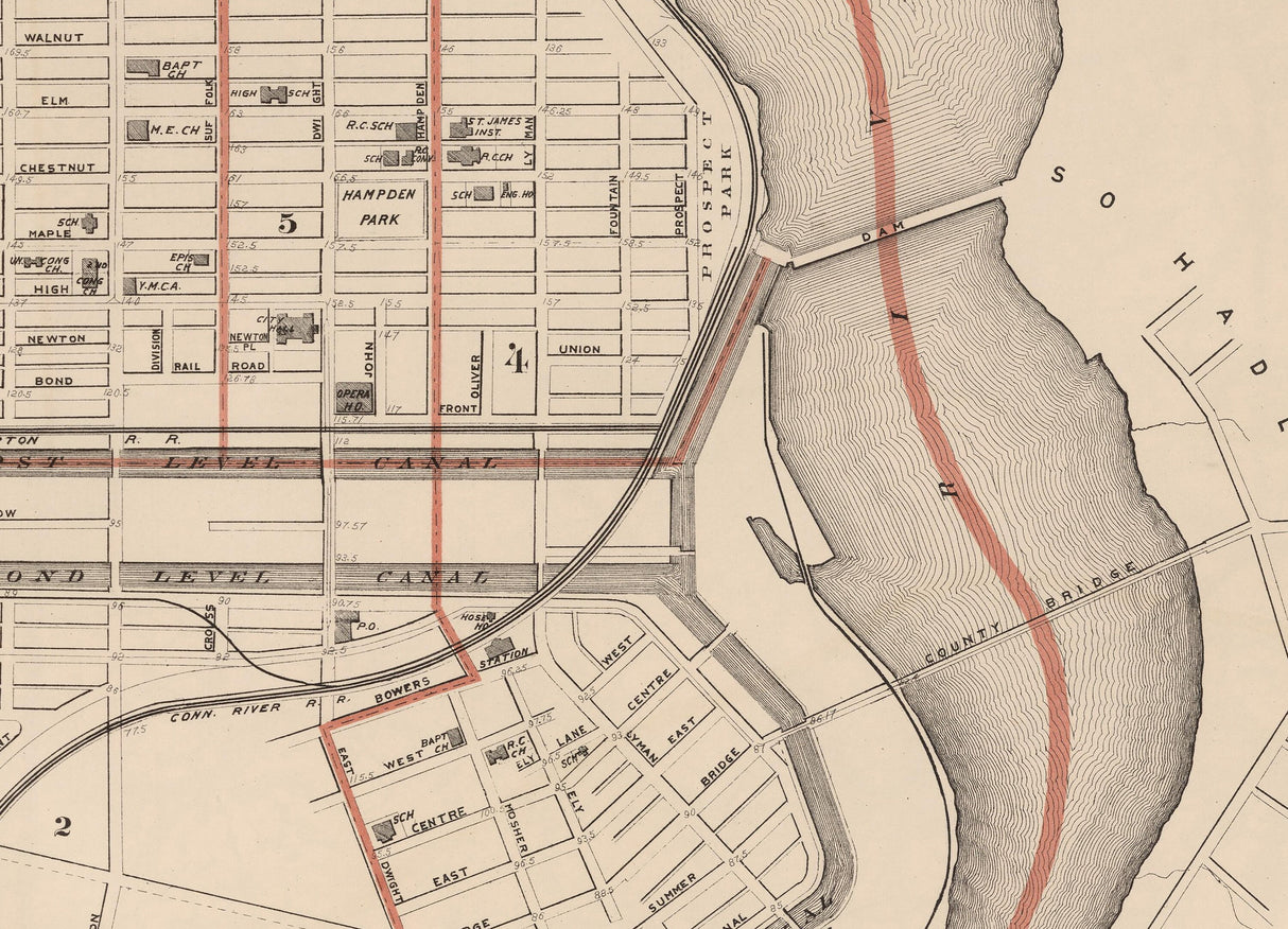 1891 Map of Holyoke Massachusetts