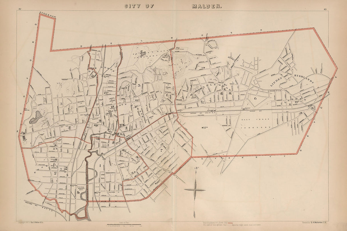 1891 Map of Malden Massachusetts