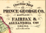 1879 Map of Prince George County Maryland Fairfax and Alexandria Virginia