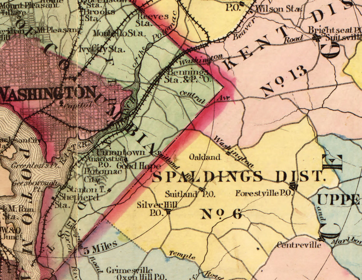 1879 Map of Prince George County Maryland Fairfax and Alexandria Virginia
