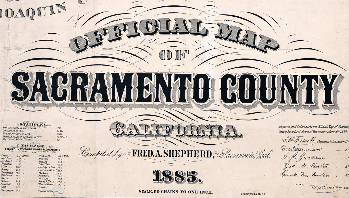 1885 Map of Sacramento County California