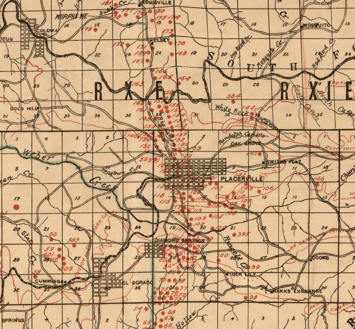 1909 Map of El Dorado County California