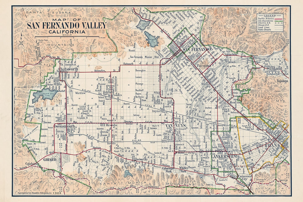 1923 Map of San Fernando Valley California