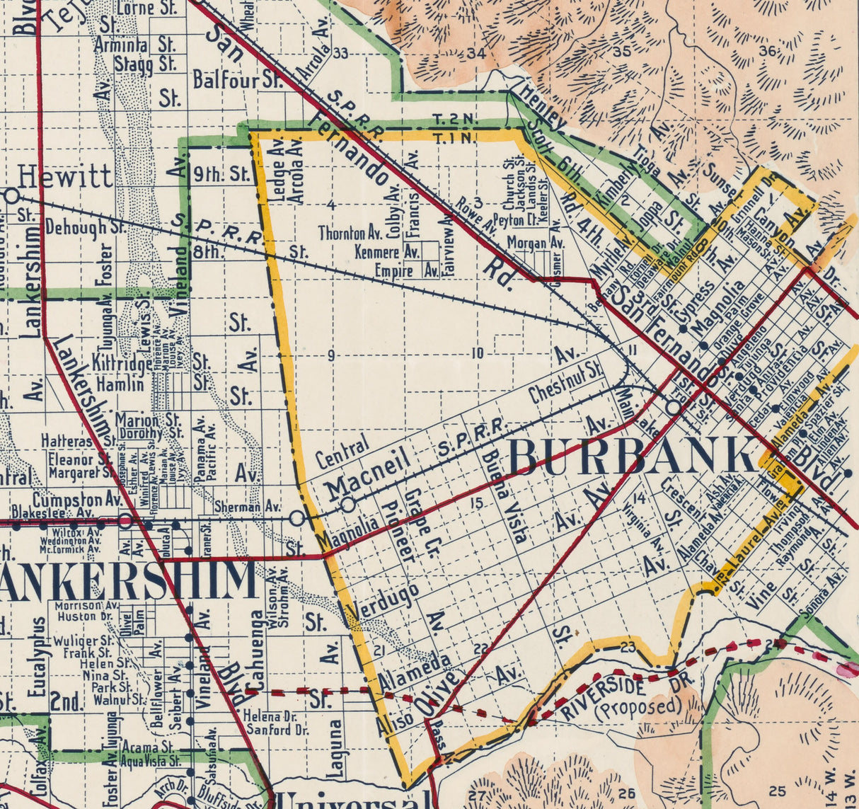 1923 Map of San Fernando Valley California