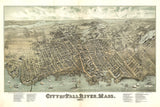 1877 Panoramic Map of Fall River Massachusetts