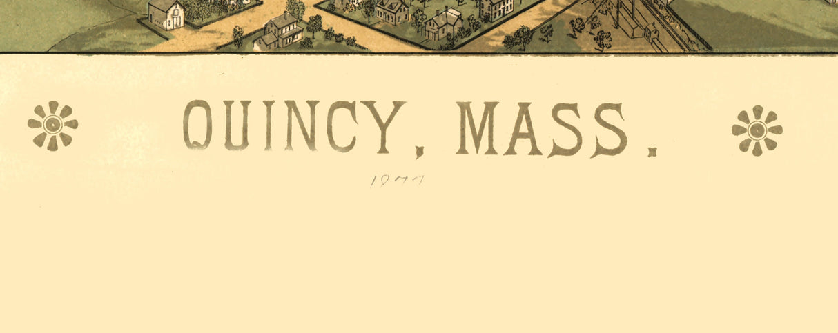 1877 Panoramic Map of Quincy Massachusetts