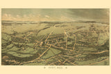 1877 Panoramic Map of Quincy Massachusetts