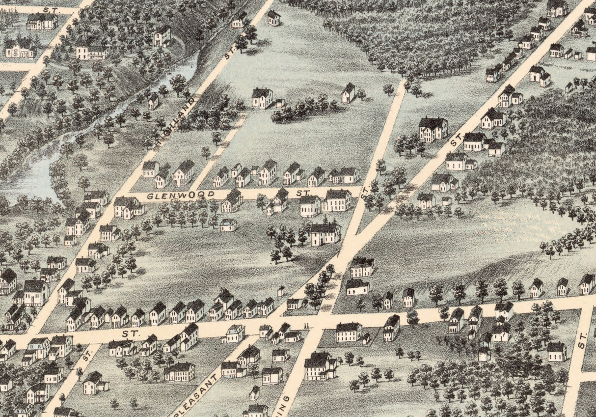 1878 Panoramic Map of Brockton Massachusetts