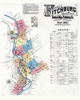 1887 Town Map of Fitchburg Worcester County Massachusetts